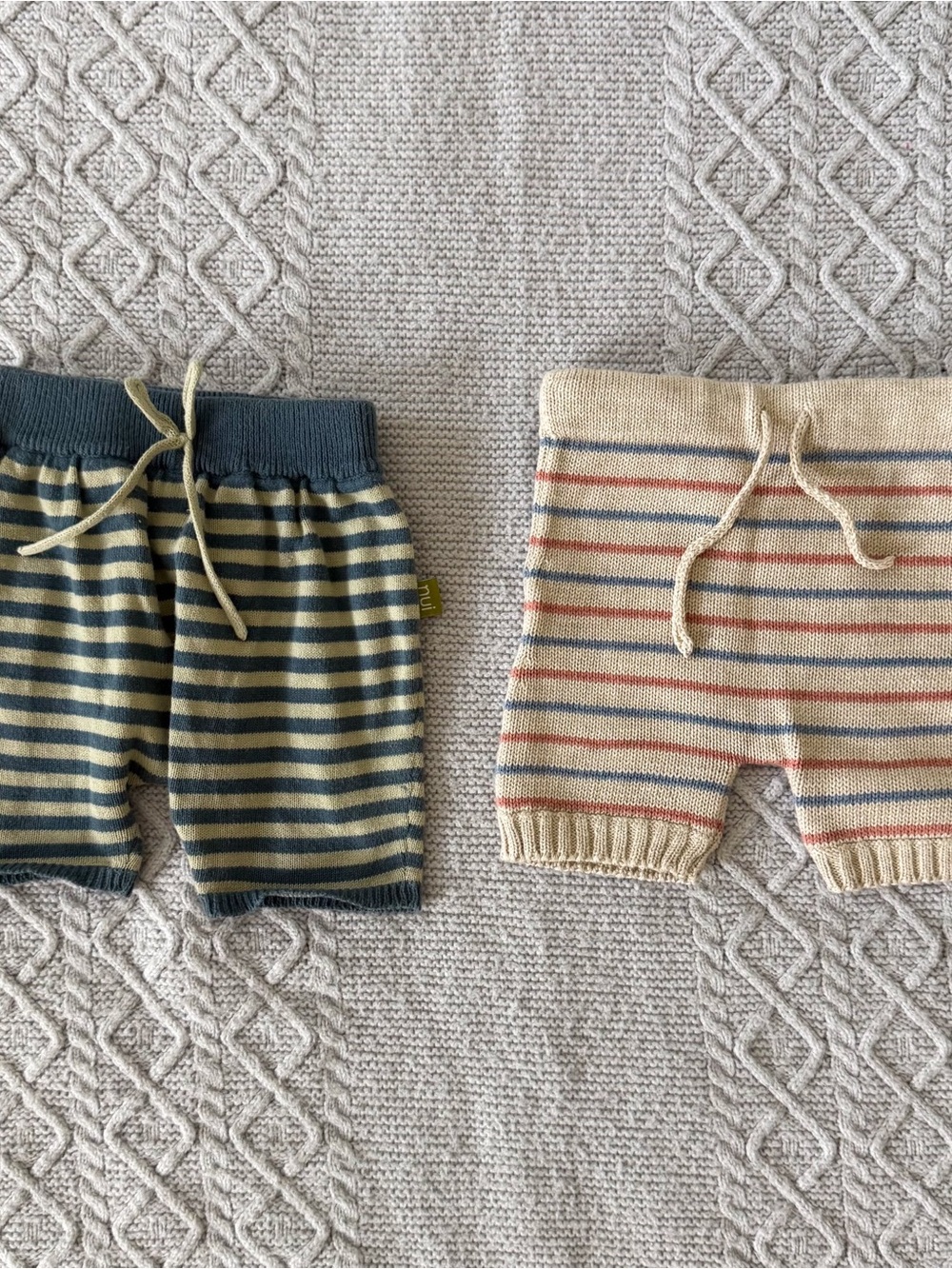 Nui Organics & Tun Tun Baby Knit Striped Shorts Set 0-3M